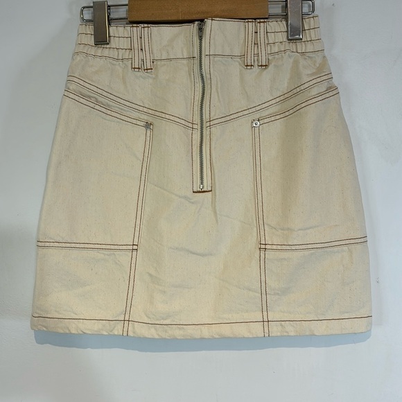 SUNCOO Dresses & Skirts - Suncoo Paris ecru denim zip front A-line elastic waist mini skirt size small